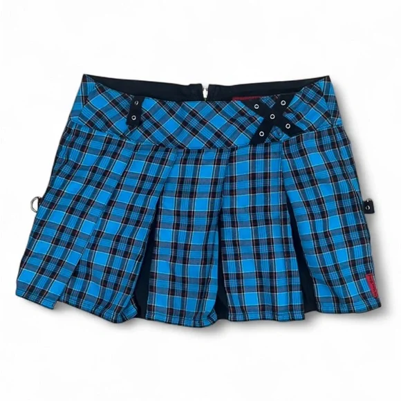 Tripp NYC BONDAGE Reversible Plaid Pleated Mini Skirt - Picture 1 of 9